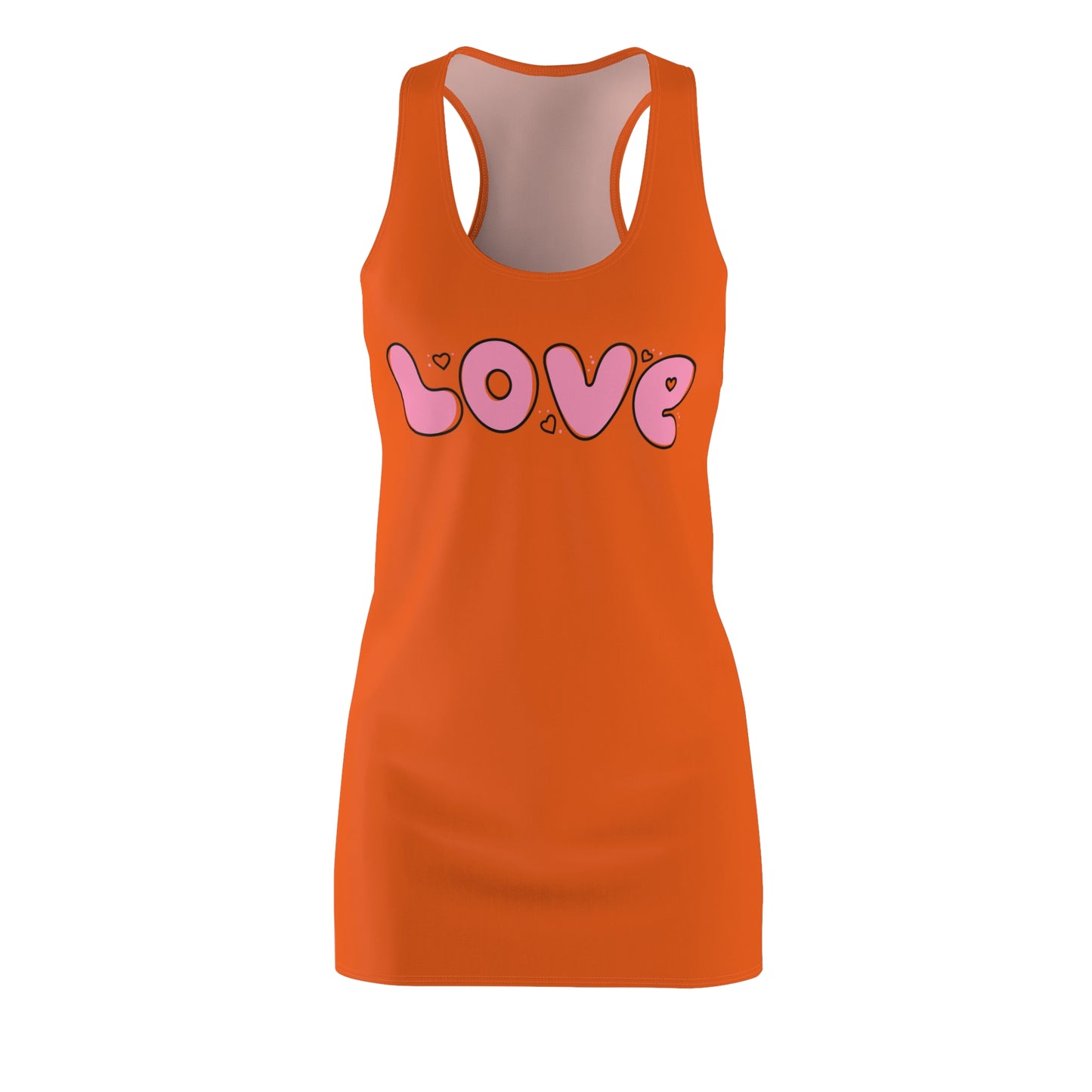 Love Pink Herz Racerback Kleid – Streetwear Damenmode in Orange