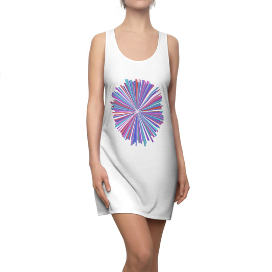 Racerback Kleid mit Aquarell-Muster – Weißes Sommerkleid, elegant & leicht