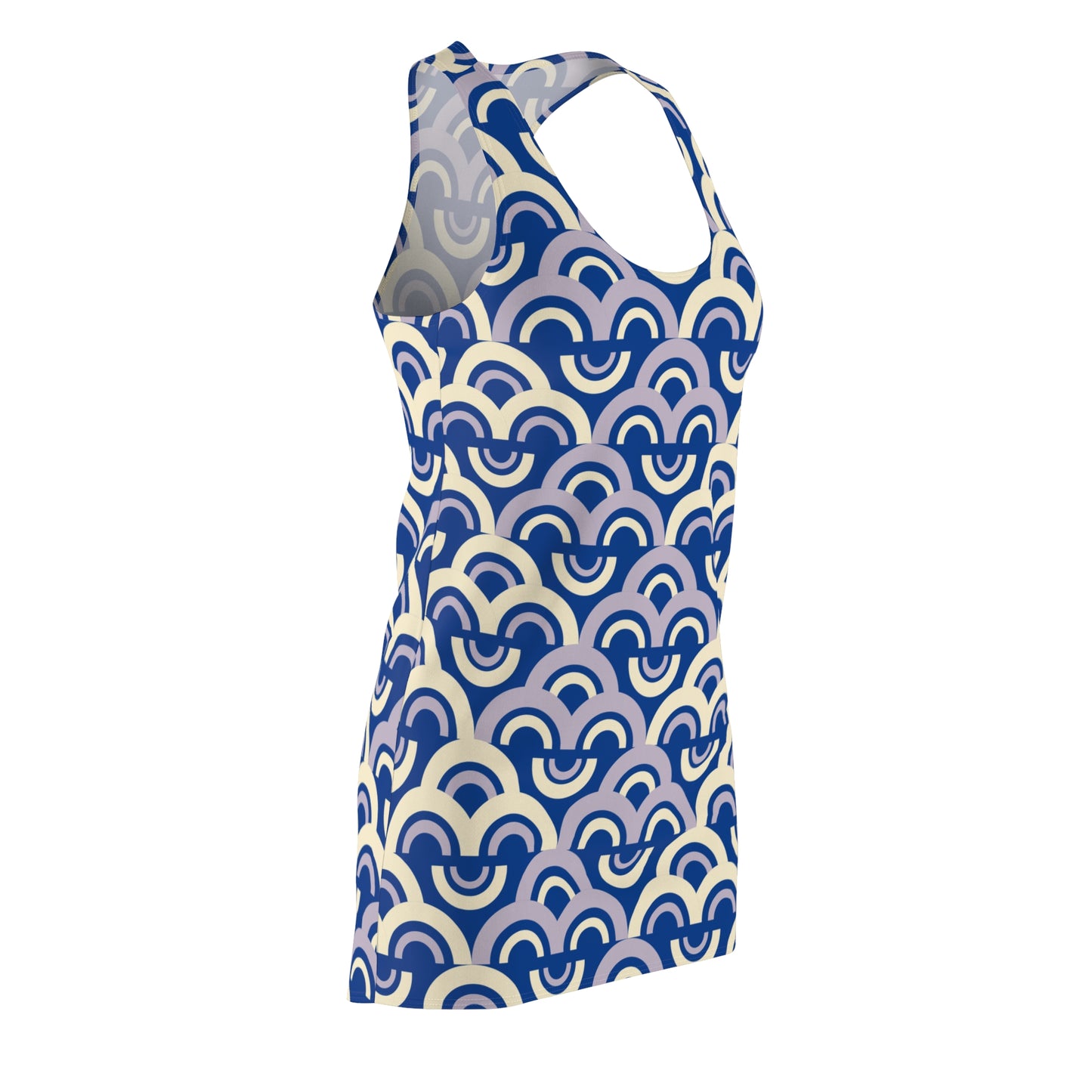 Damen Racerback Kleid blau Pastell Bogenmuster Bequemes Freizeitkleid