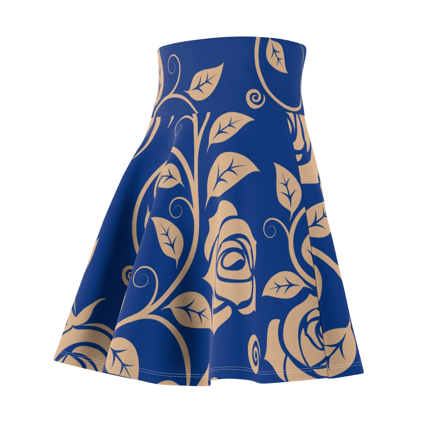 Blauer Damen Rock Floral Skater Elegant Frühling Sommer Casual