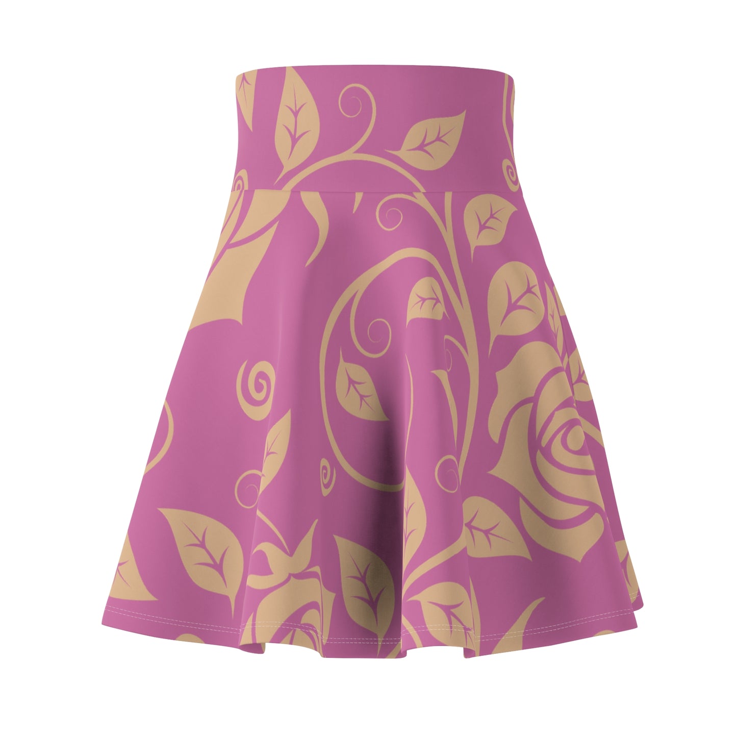 Rosaner Grüner Damen Rock Floral Skater Elegant Frühling Sommer Casual
