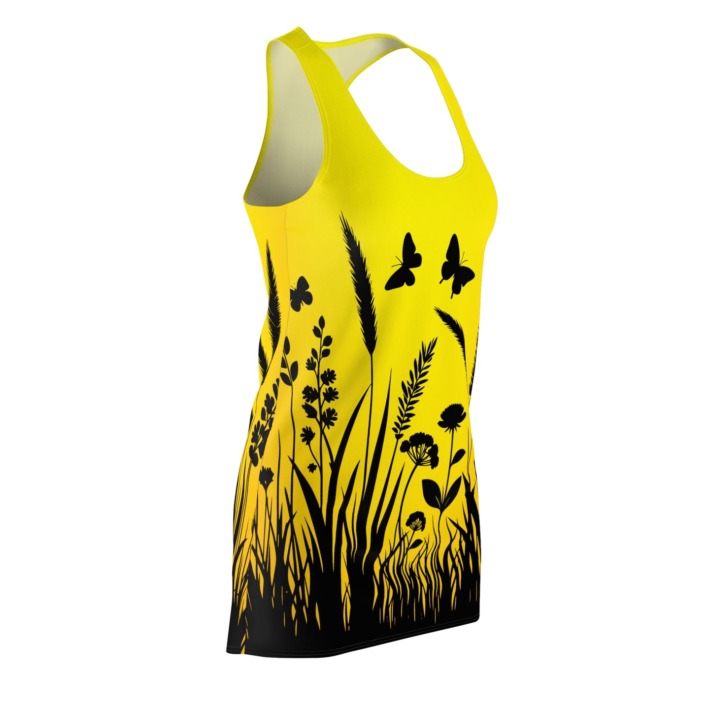 Gelb Schmetterling Racerback Kleid – Sonnige Sommer Damenmode