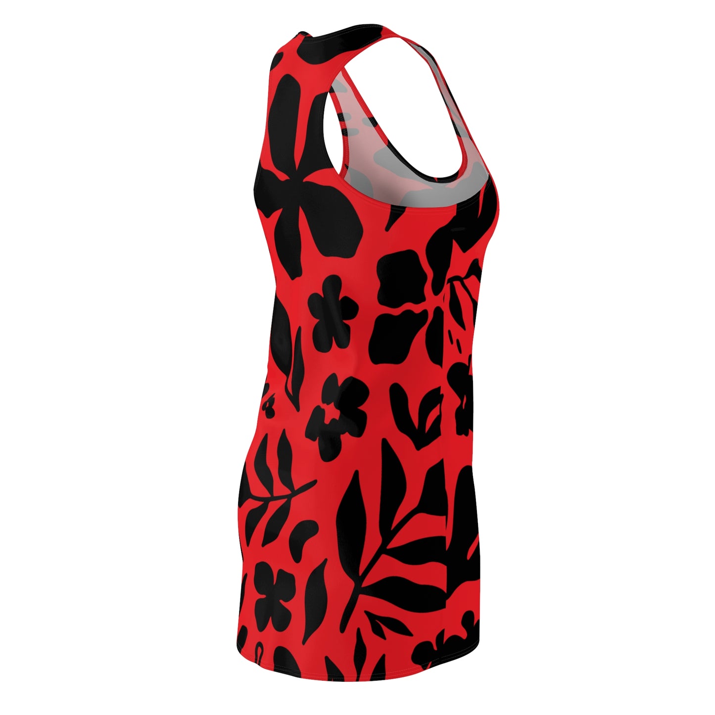 Schwarz Rot Floral Racerback Kleid – Sommer Damenmode