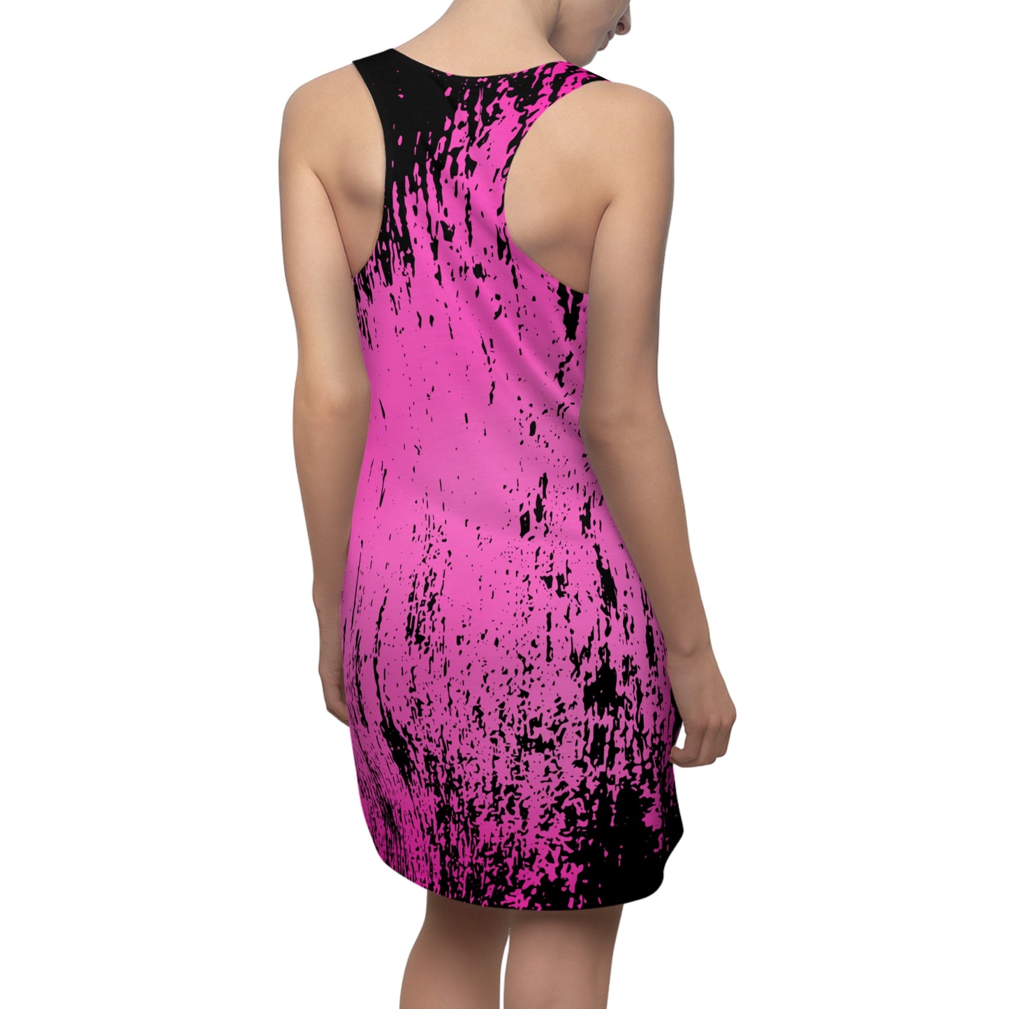 Racerback Kleid mit schwarzem Grunge-Muster in Pink mit Farbverlauf