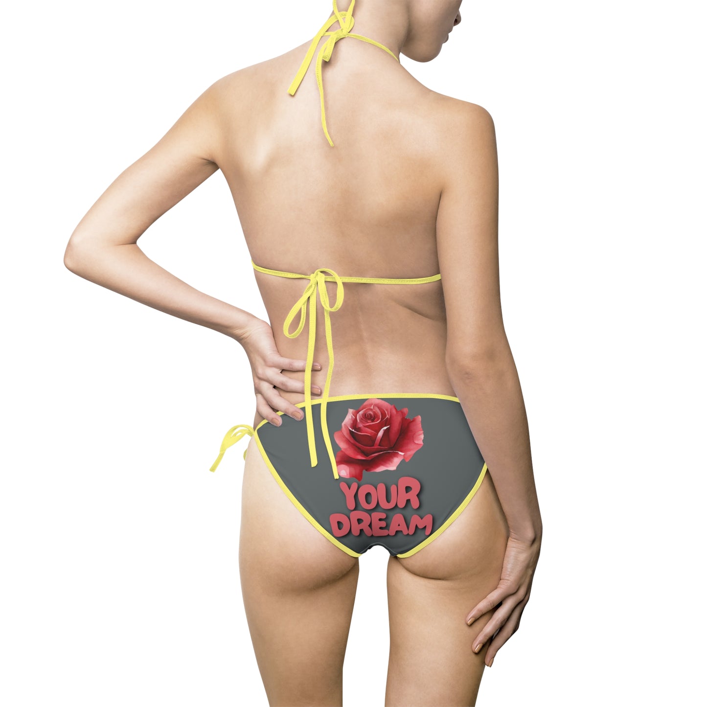 Damen Bikini YOUR DREAM Rosenmotiv Sommermode Strand grau