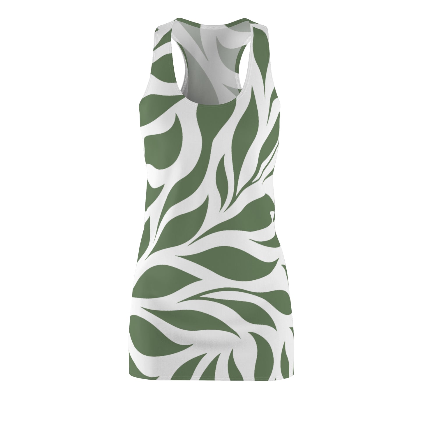 Grün Weiß Blatt Racerback Kleid – Natur Sommerkleid