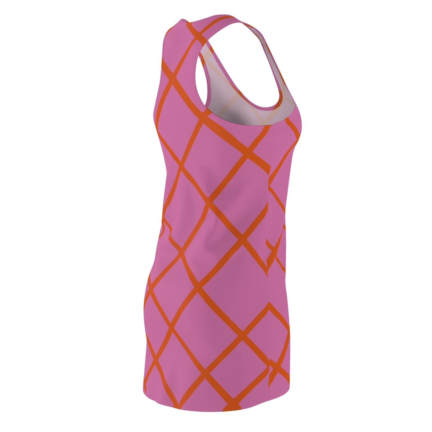 Rosa Orange Karo Racerback Kleid – Elegantes Sommerkleid
