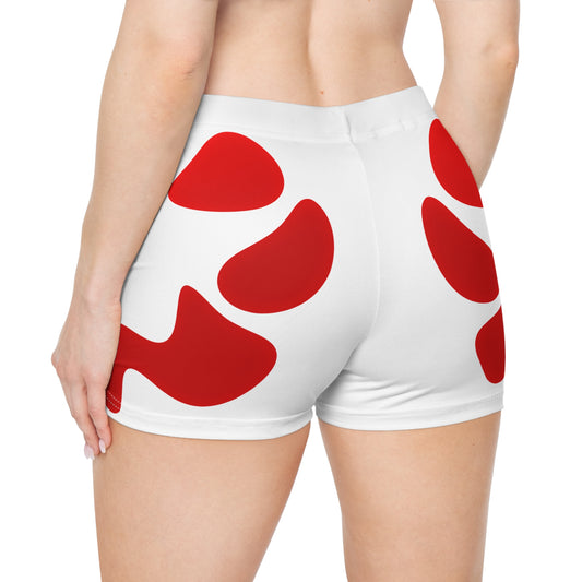 Damen Shorts Rot Kurven Design Sport Sommer Freizeit
