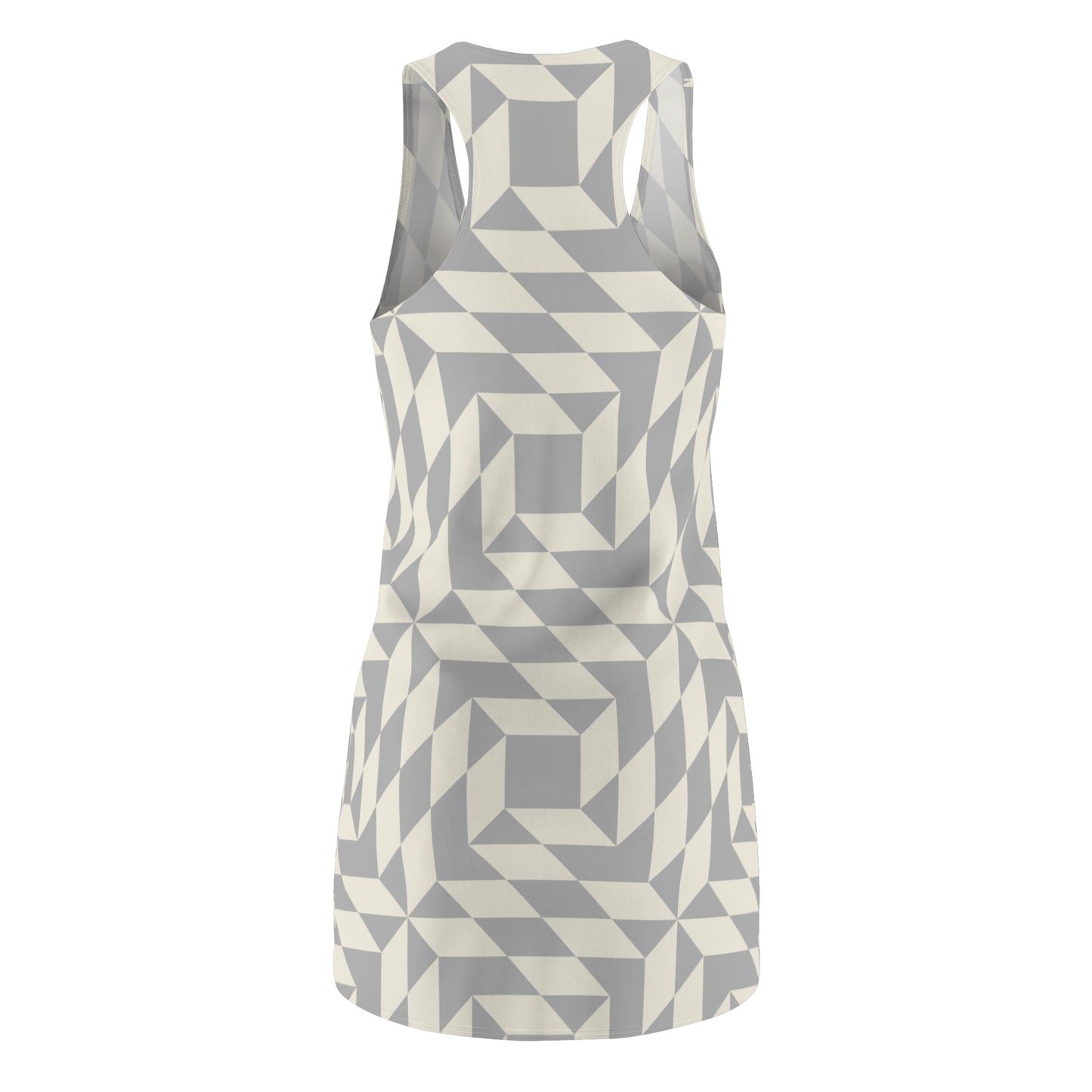 Racerback Kleid Damen – Graues Sommerkleid mit geometrischem Muster