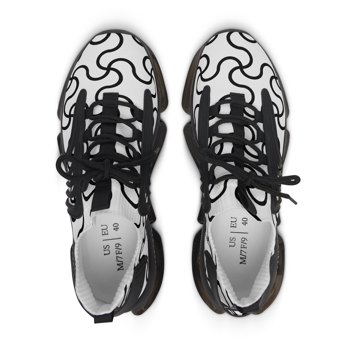Damen Sneaker Schwarz Weiß Modern Linienmuster Atmungsaktiv