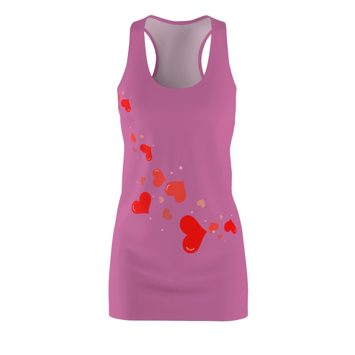 Rosa Herz Racerback Kleid – Elegantes Valentinstag Outfit