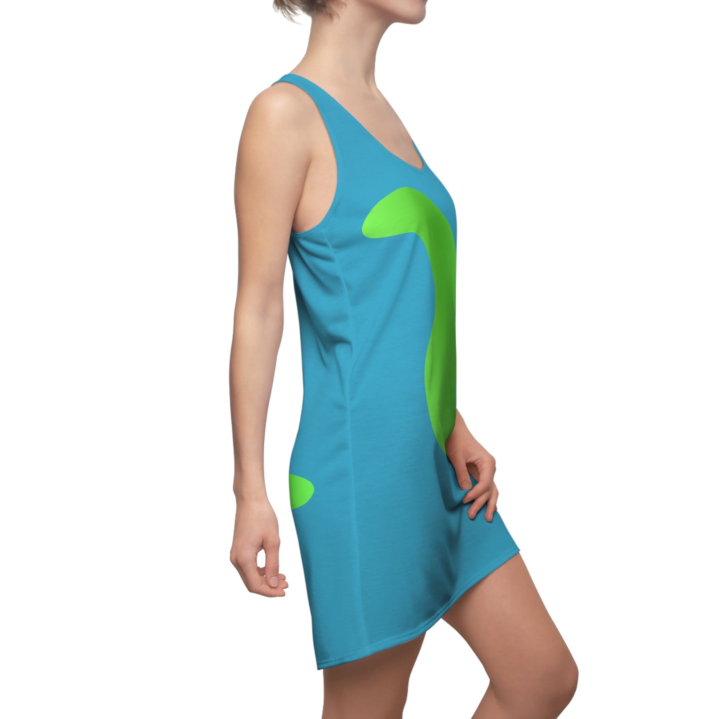 Türkis Grün Abstrakt Racerback Kleid – Stylishes Sommerkleid