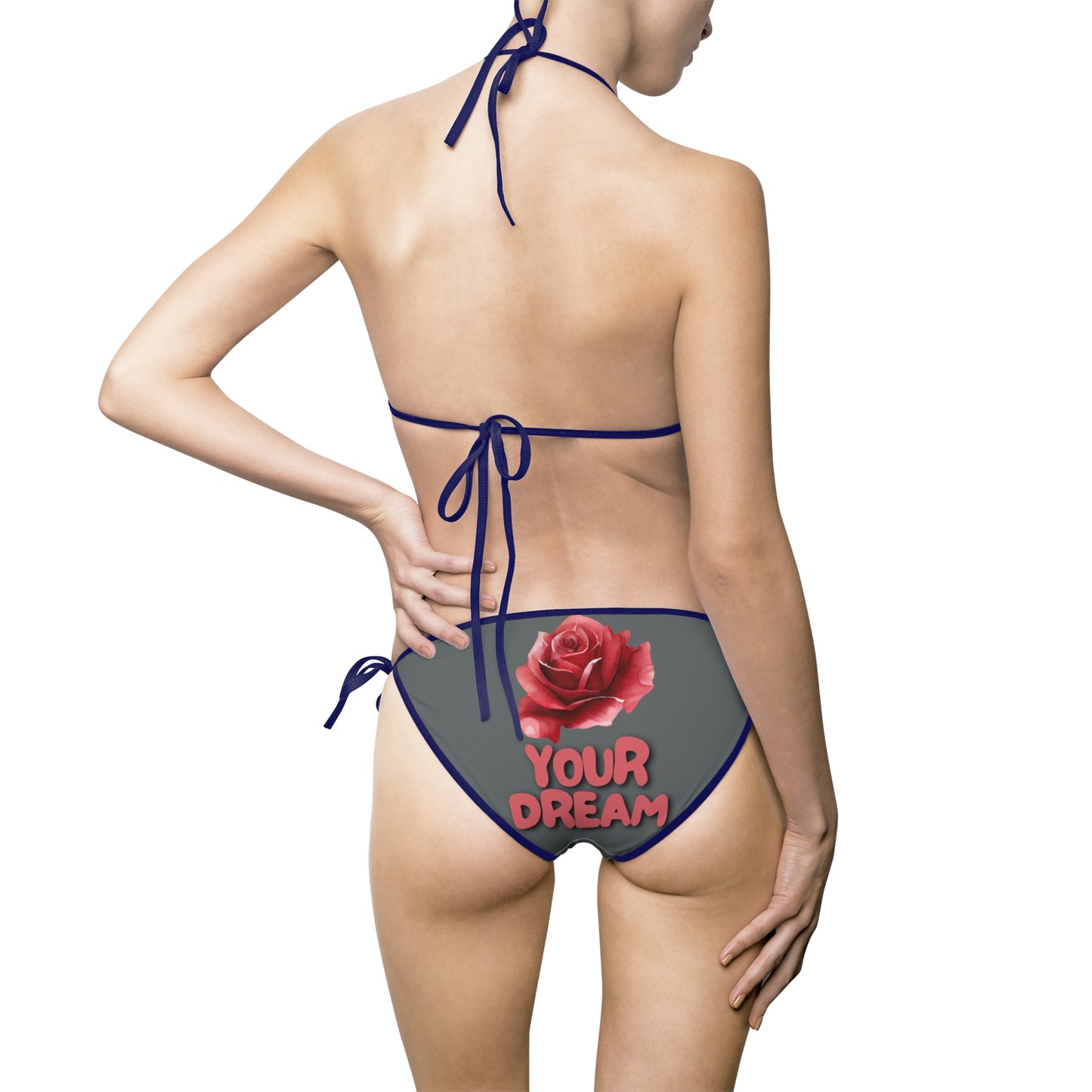 Damen Bikini YOUR DREAM Rosenmotiv Sommermode Strand grau