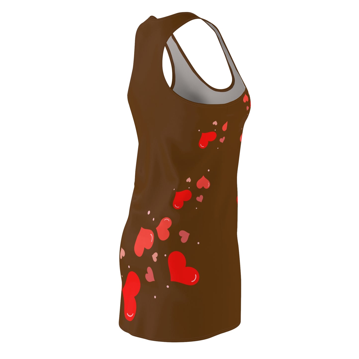 Braun Herz Racerback Kleid – Elegantes Valentinstag Outfit