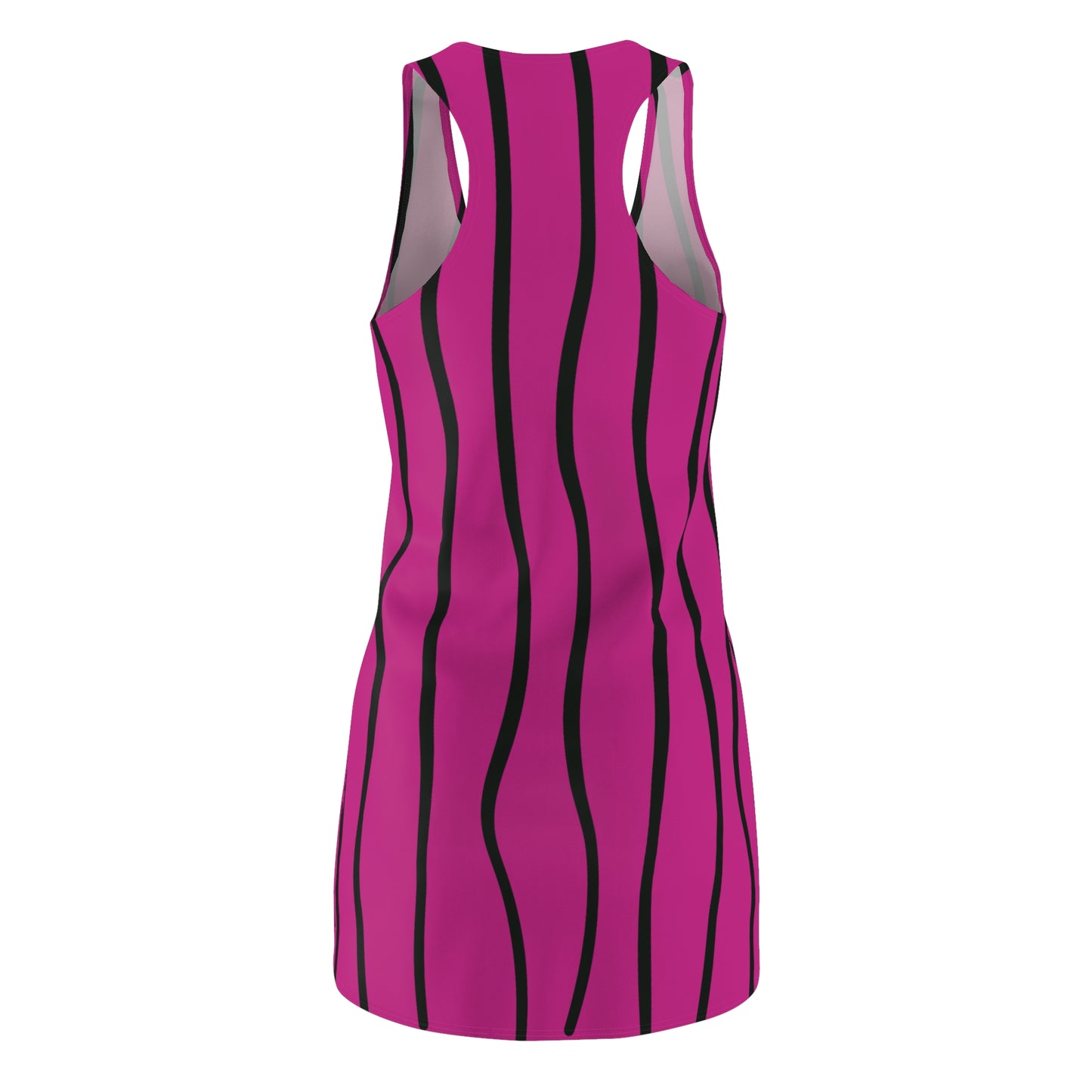 Pink Schwarz Wellen Racerback Kleid – Modernes Sommerkleid