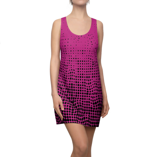 Punkte Gradient Racerback Kleid – Schwarz Pink Sommerkleid