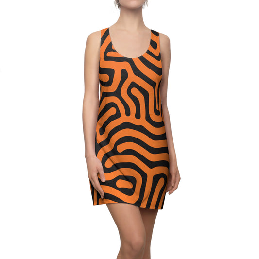 Abstrakt Racerback Kleid – Schwarz Crusta Damenmode
