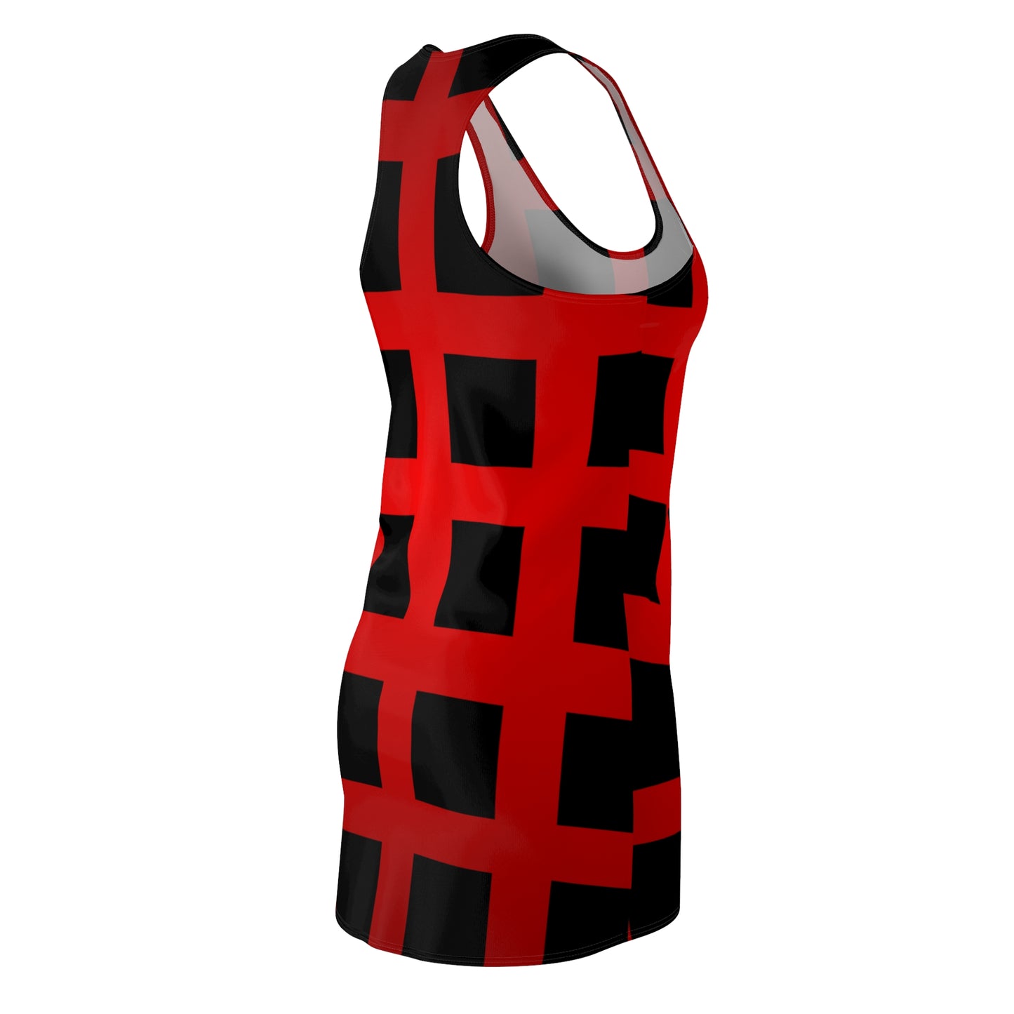 Racerback Damen Kleid Rot Modernes Muster Ärmellos Sommerlook