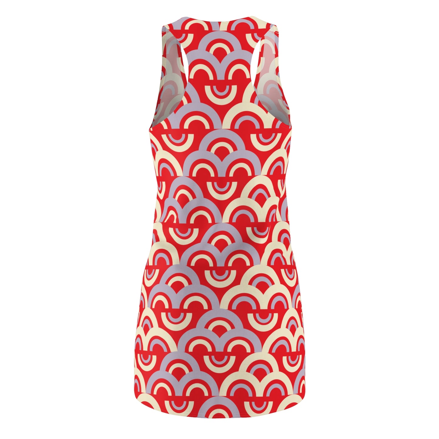 Damen Racerback Kleid rot Pastell Bogenmuster Bequemes Freizeitkleid