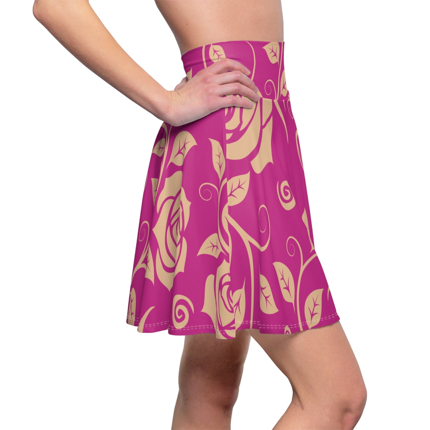 Pinker Damen Rock Floral Skater Elegant Frühling Sommer Casual