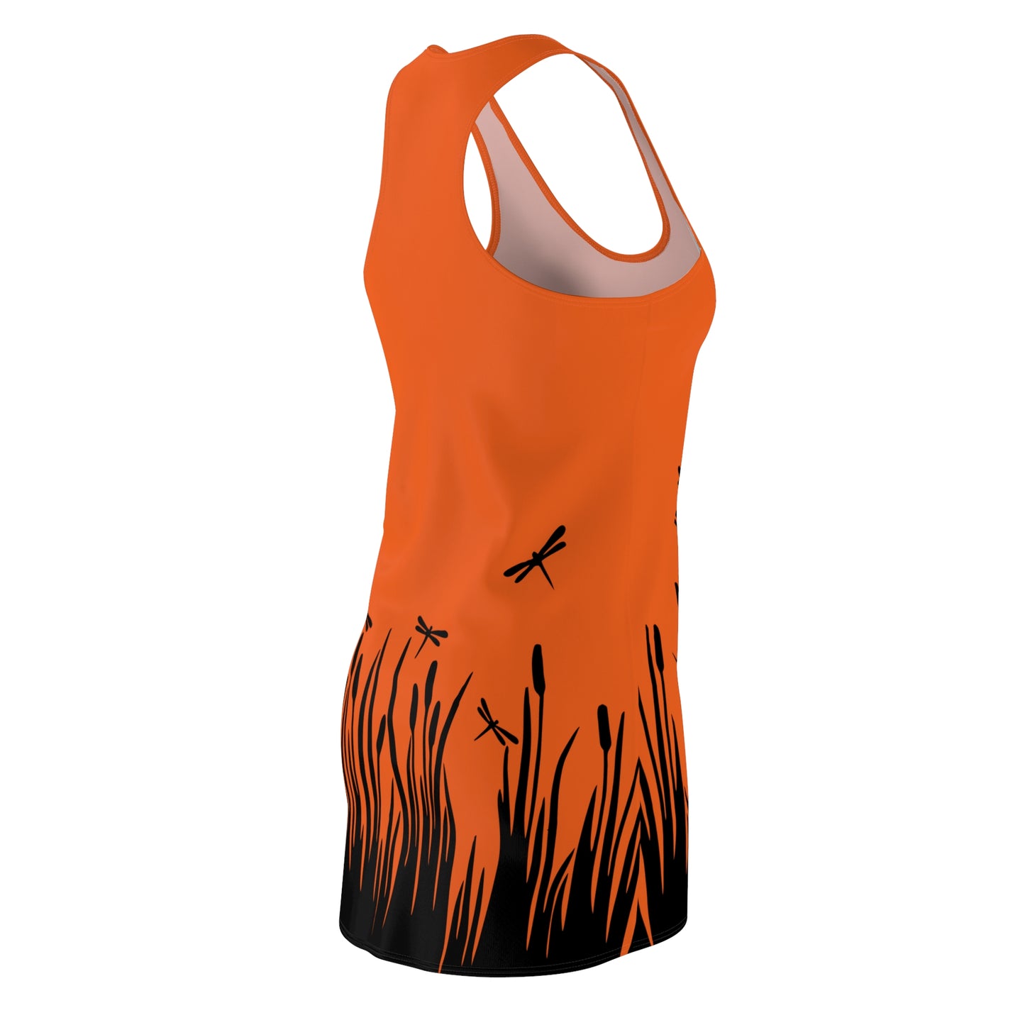 Oranges Damen Kleid Libellen Design Racerback Sommer Freizeit Party