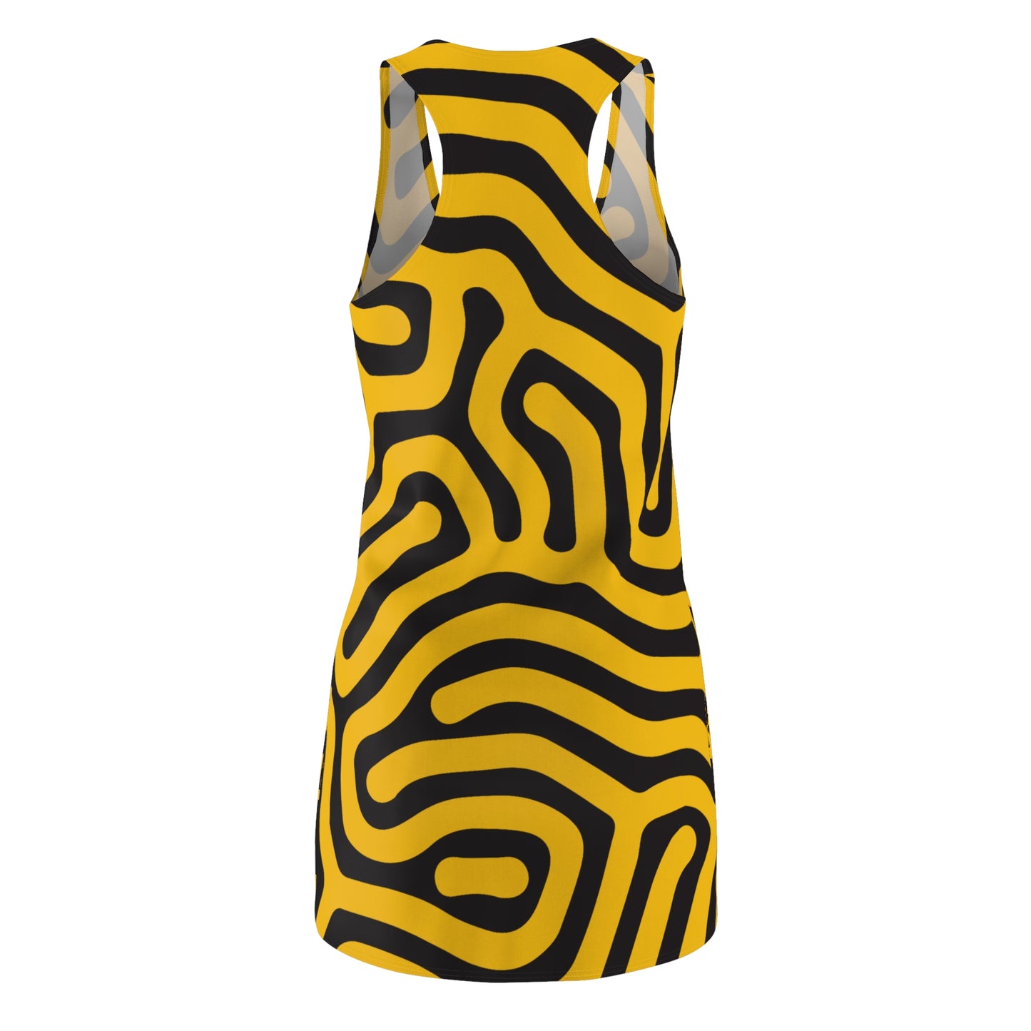 Abstrakt Racerback Kleid – Schwarz Gelb Damenmode