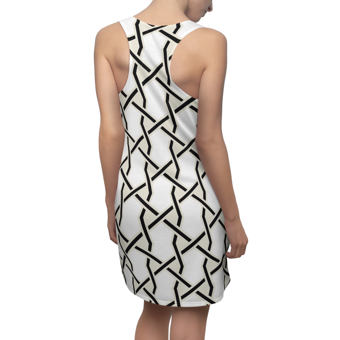 Weißes Racerback Kleid mit geometrischem Muster