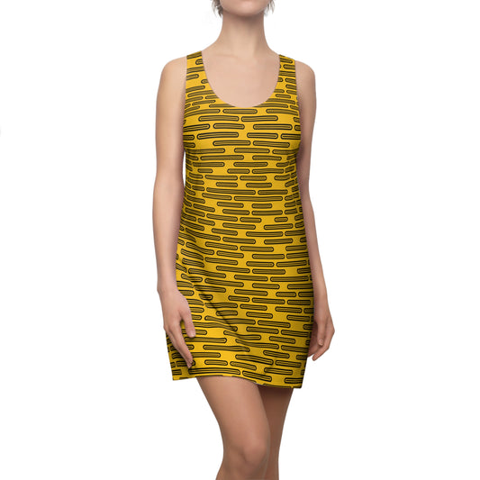 Schwarz Gelb Racerback Kleid – Modernes Sommerkleid