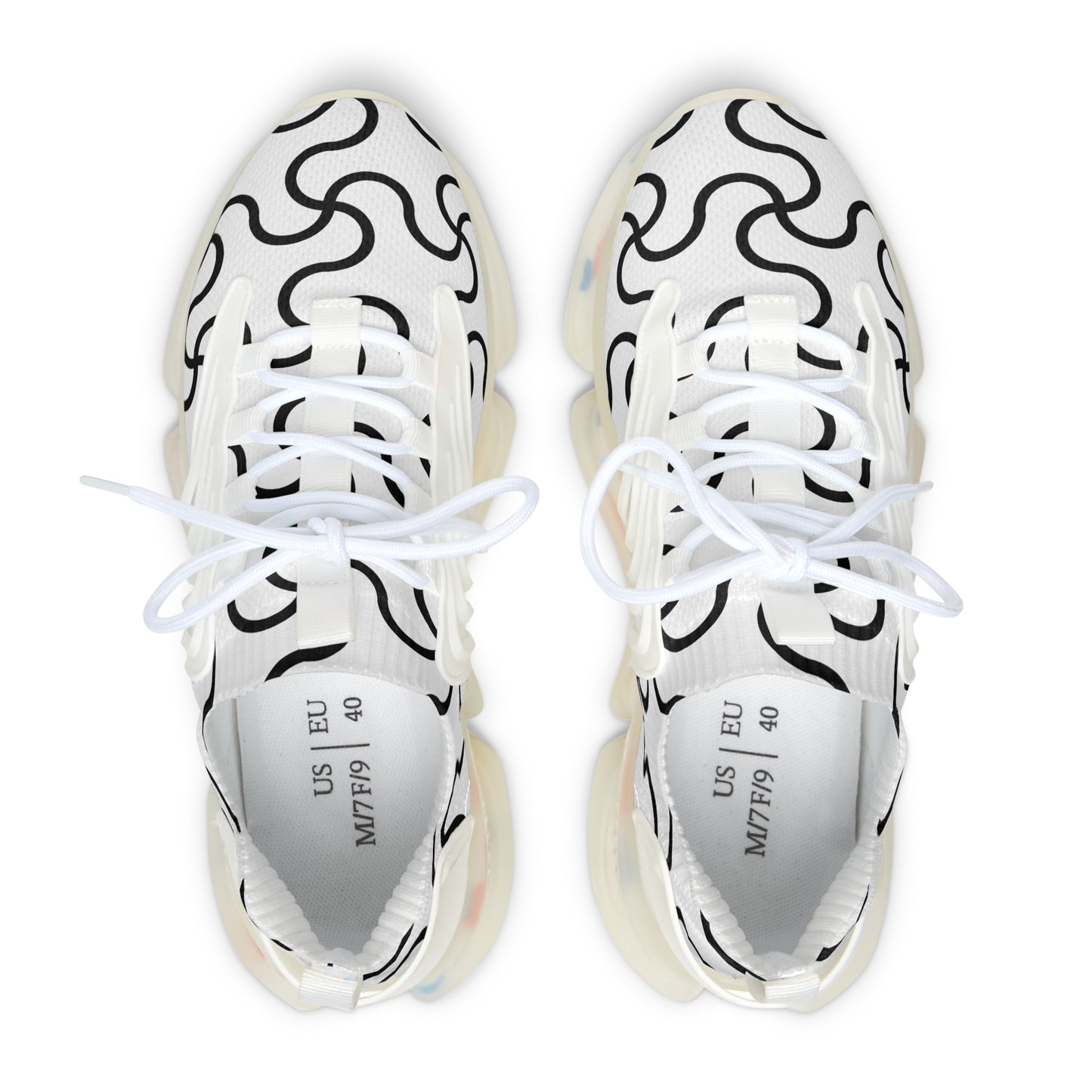 Damen Sneaker Schwarz Weiß Modern Linienmuster Atmungsaktiv
