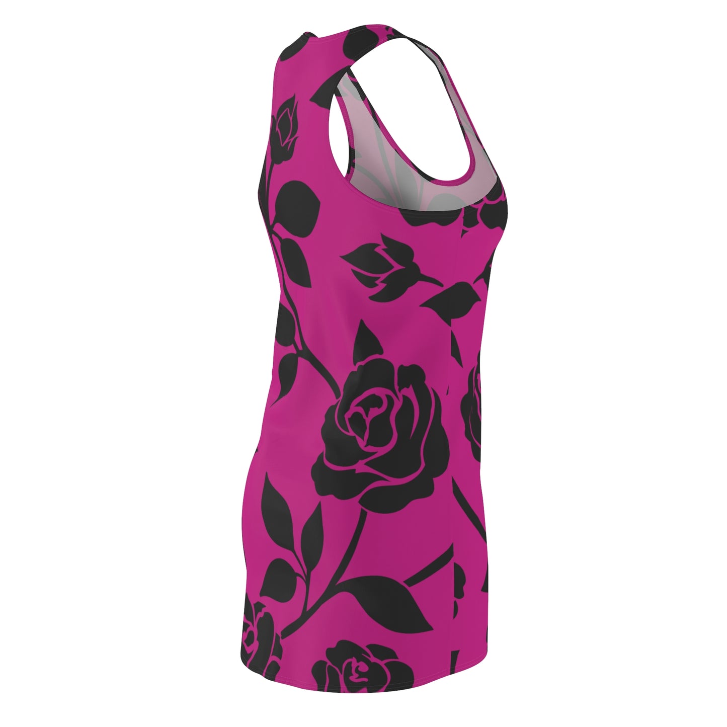 Rosen Racerback Kleid – Elegant Schwarz Pink Design