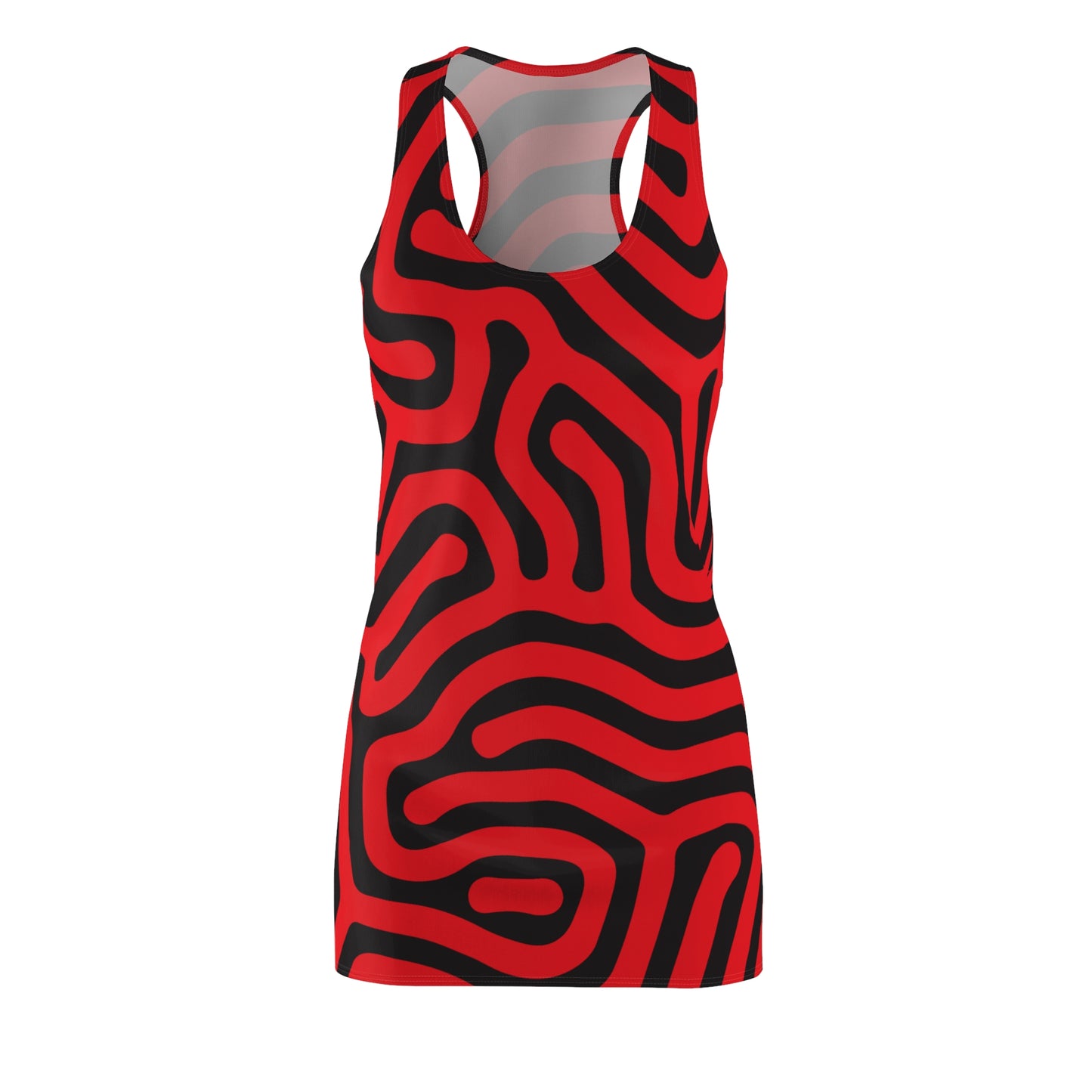 Abstrakt Racerback Kleid – Schwarz Rot Damenmode