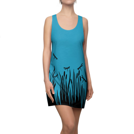 Türkises Damen Kleid Libellen Design Racerback Sommer Freizeit Party