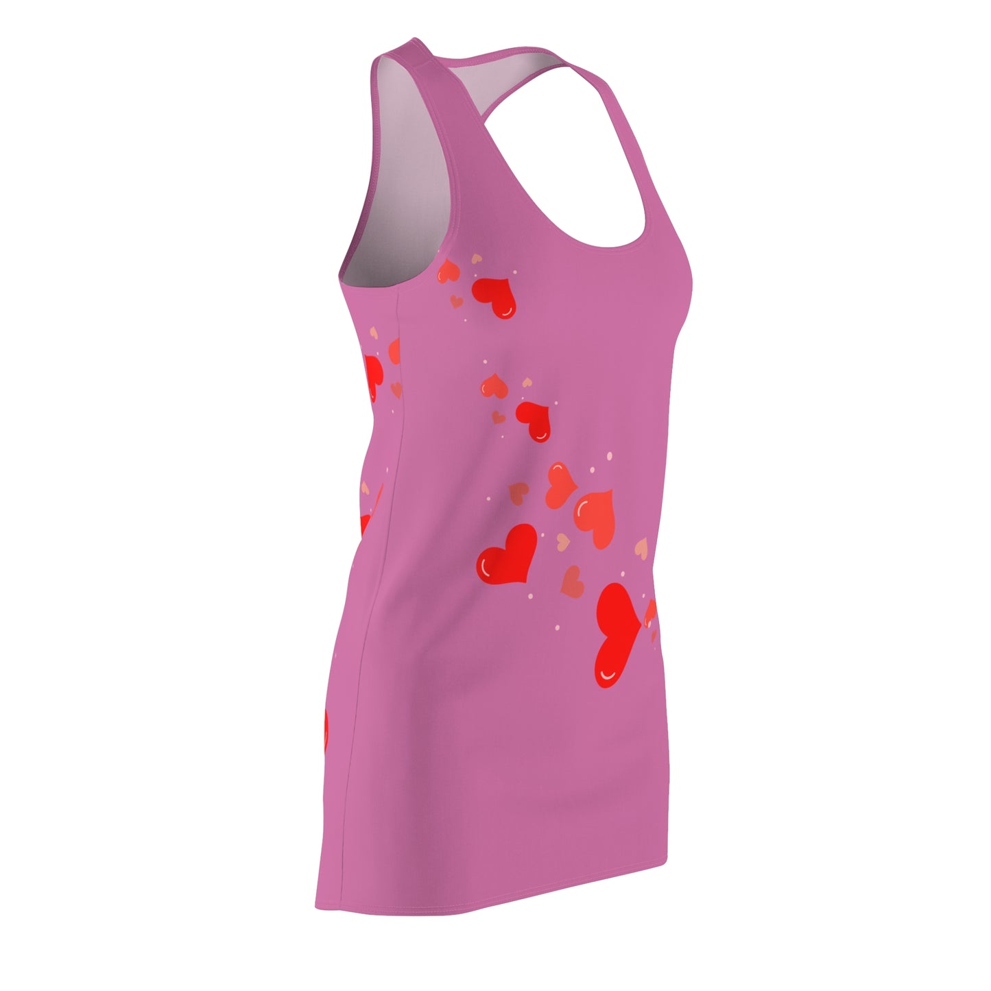 Rosa Herz Racerback Kleid – Elegantes Valentinstag Outfit