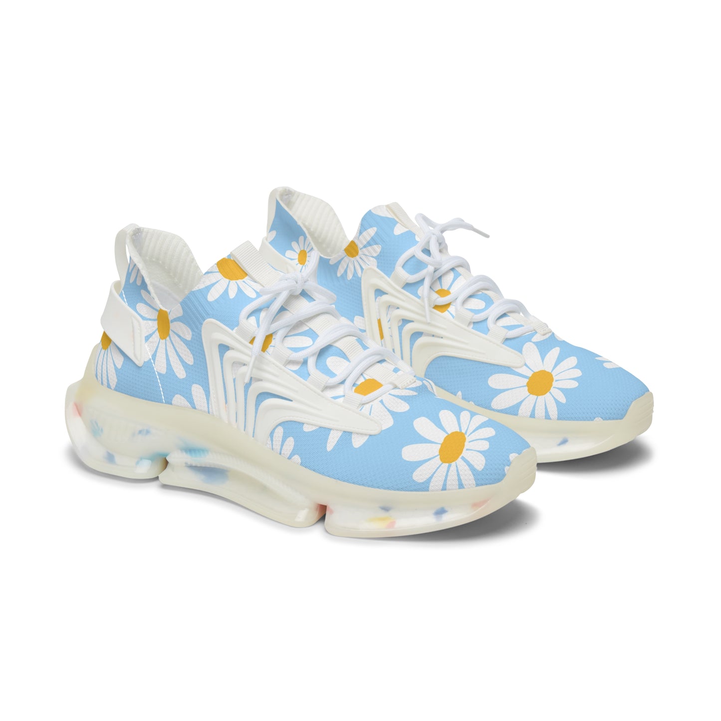 Blaue Damen Sneaker mit Blumenmuster – Stylische Sportschuhe