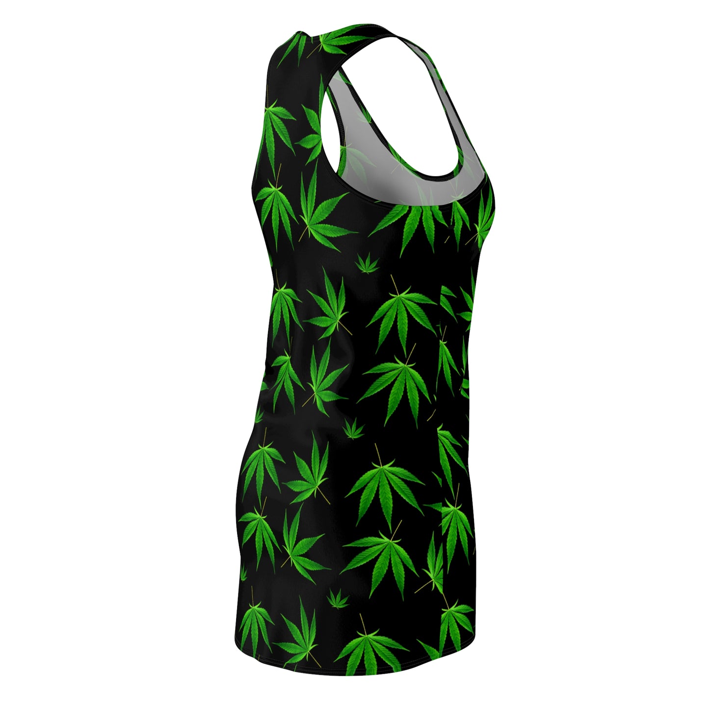 Damen Racerback Kleid mit Cannabis Blättern – Sommer Freizeitkleid