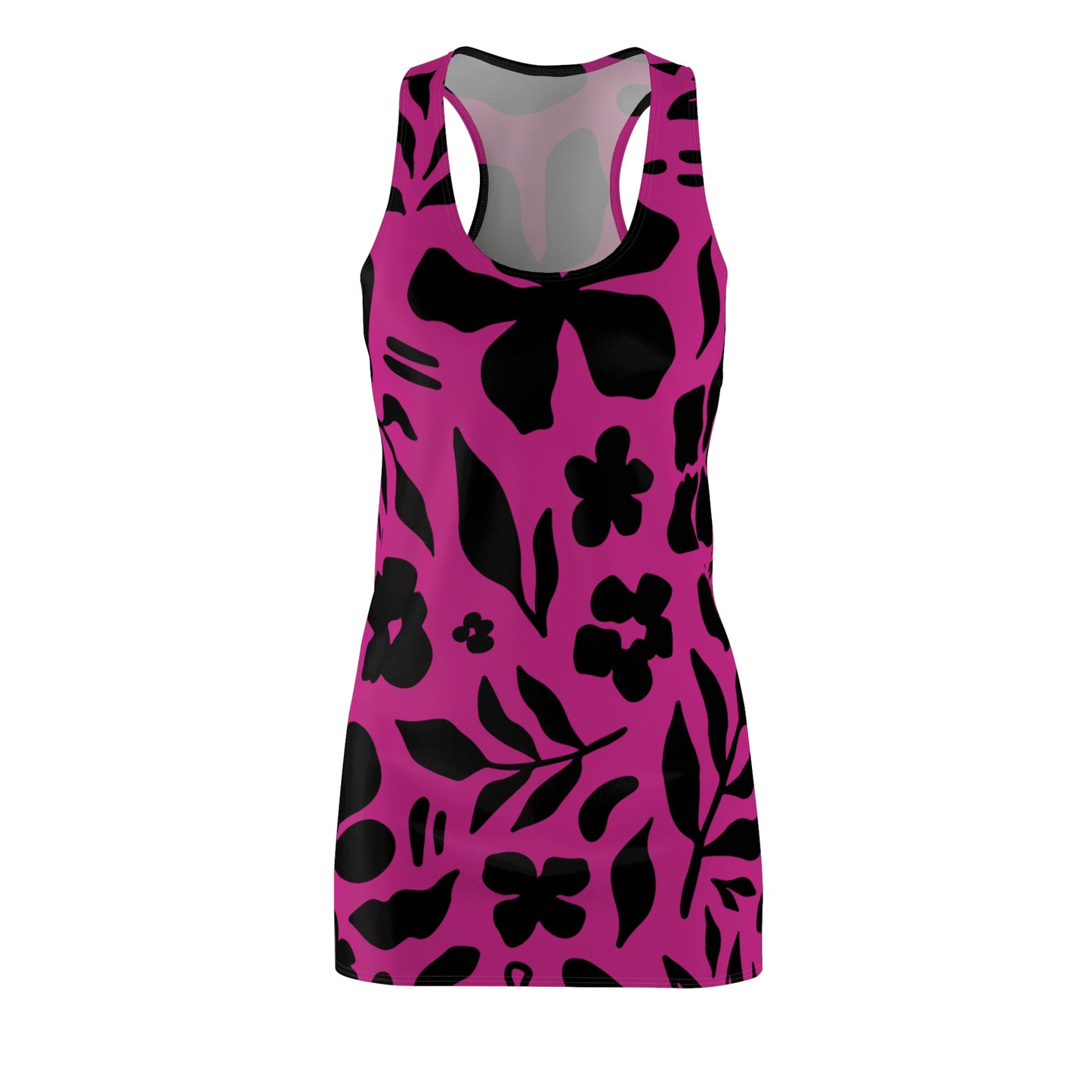 Schwarz Pink Floral Racerback Kleid – Sommer Damenmode