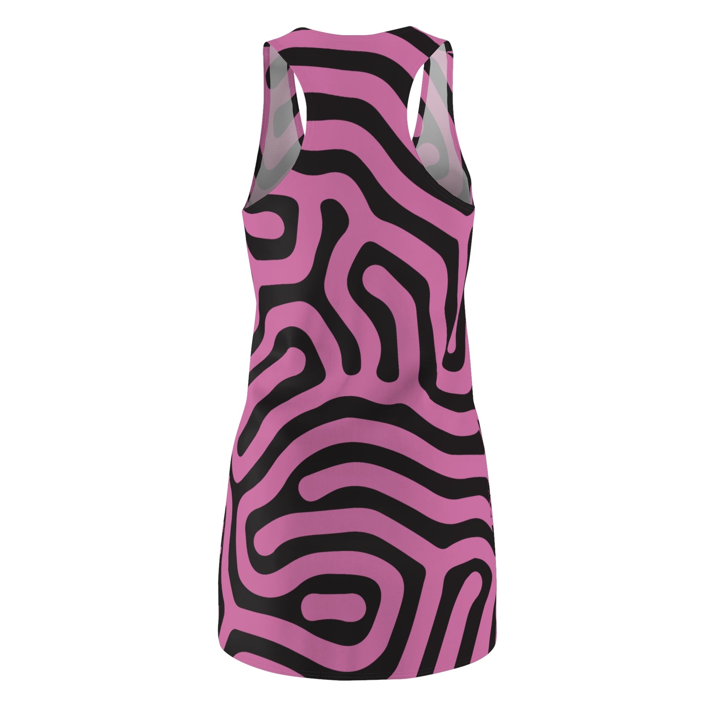 Abstrakt Racerback Kleid – Schwarz Hellpink Damenmode