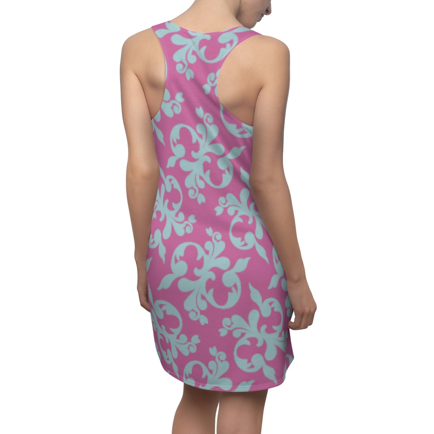 Rosa Türkis Floral Racerback Kleid – Sommer Damenmode