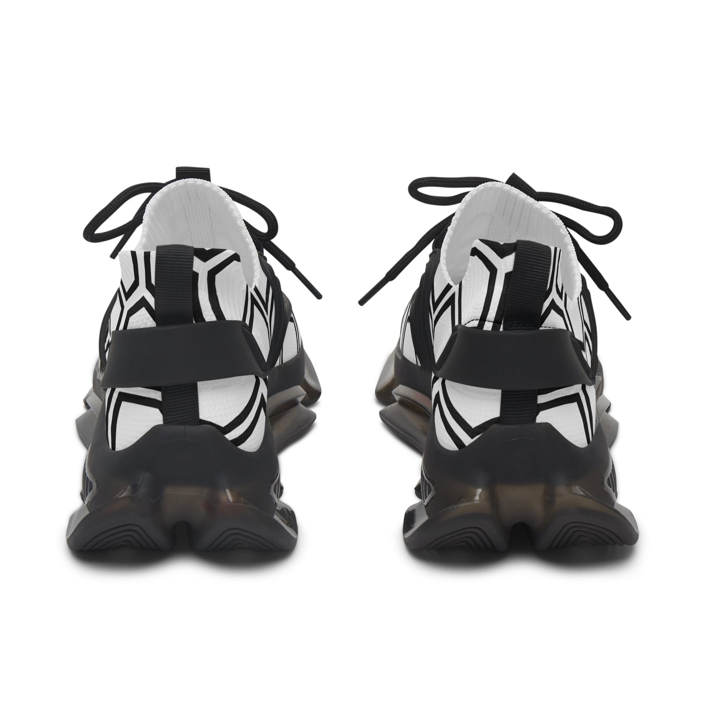 Damen Sneaker Schwarz Weiß Hexa Design Atmungsaktiv Mesh