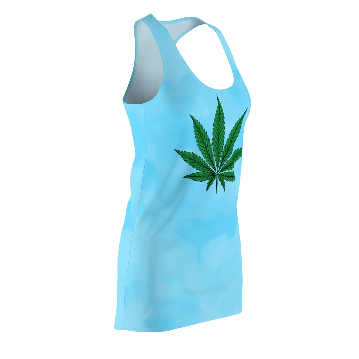 Damen Kleid Cannabis Blatt Racerback Sommer Festival Casual