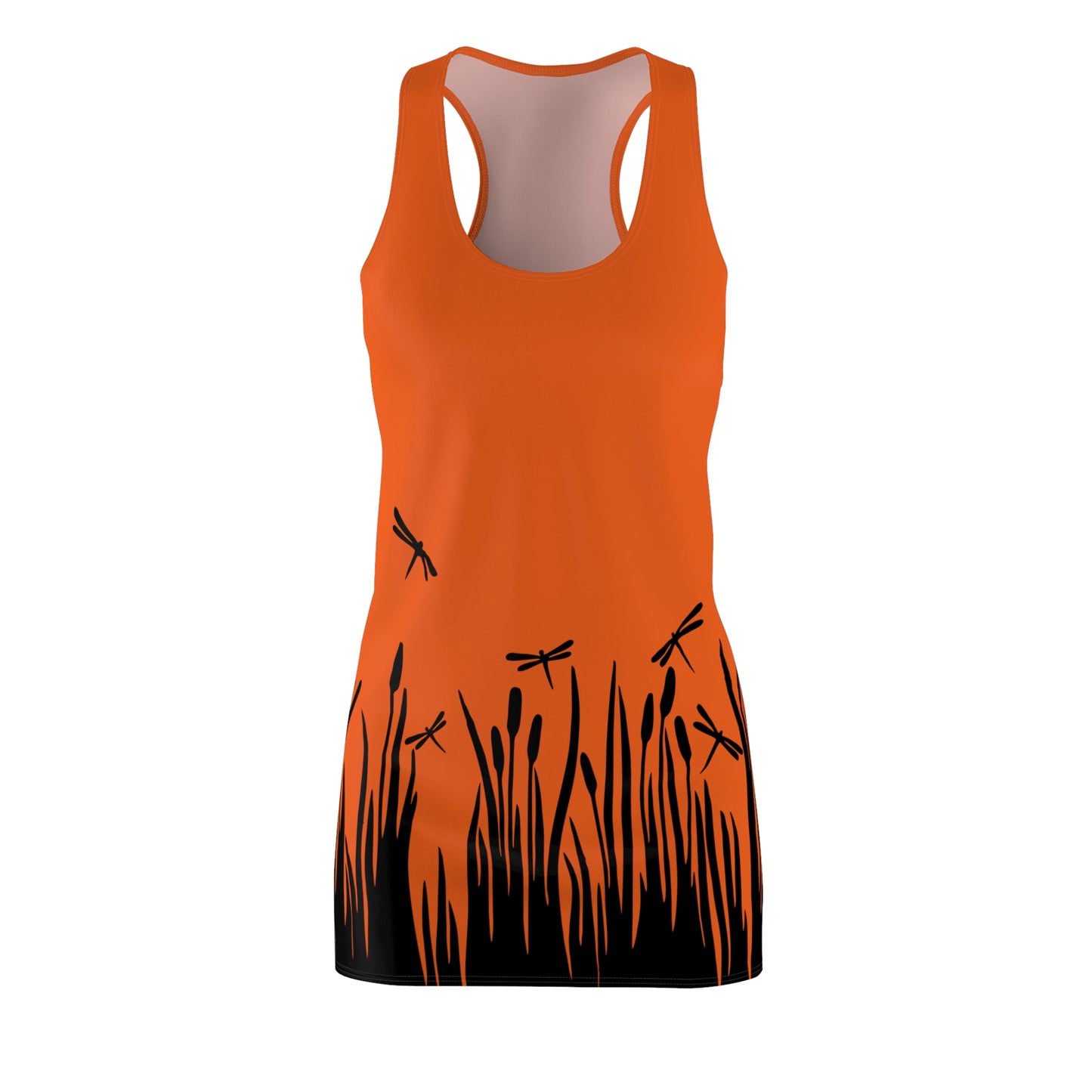 Oranges Damen Kleid Libellen Design Racerback Sommer Freizeit Party