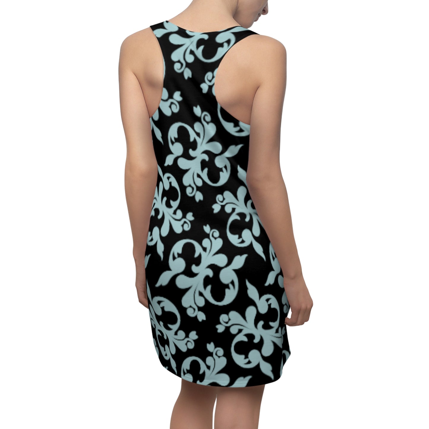 Schwarz Türkis Floral Racerback Kleid – Sommer Damenmode
