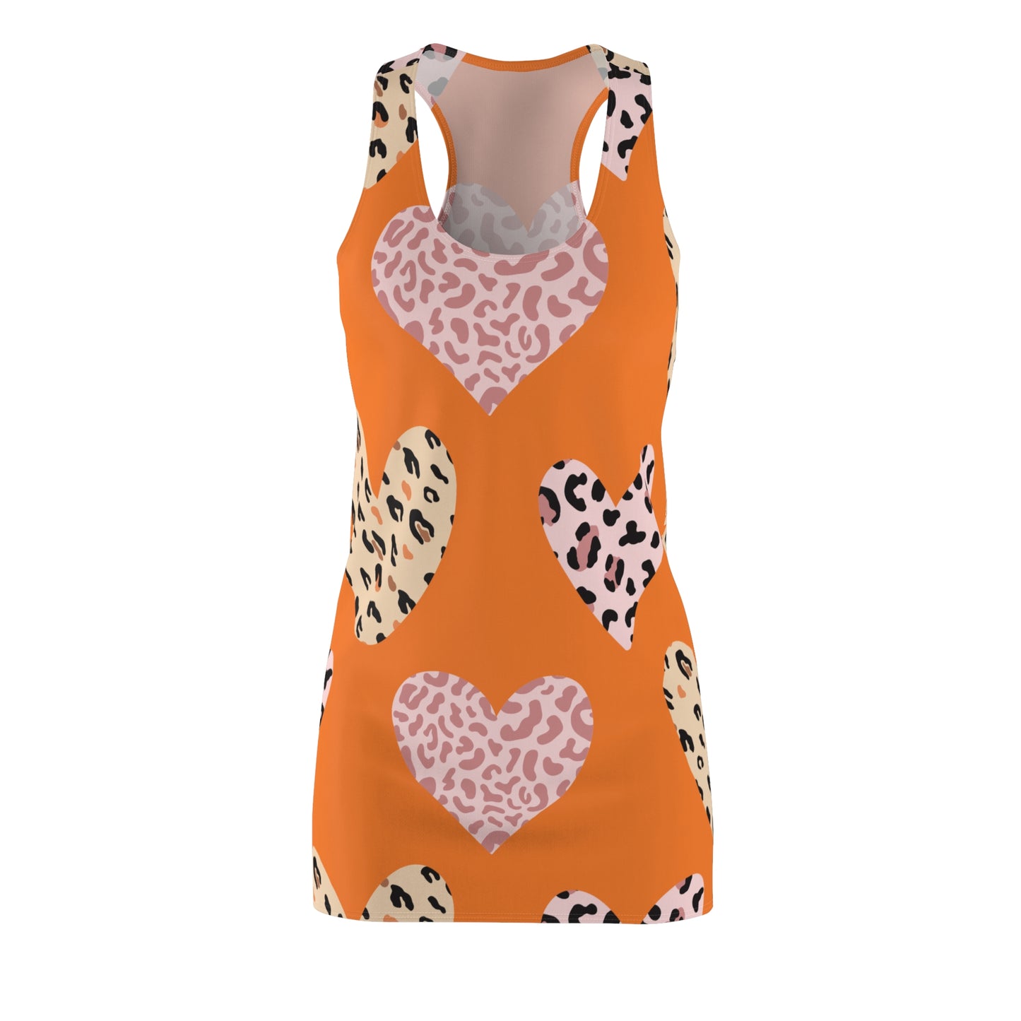 Crusta Herz Leopard Racerback Kleid – Weiß Pink Sommerkleid