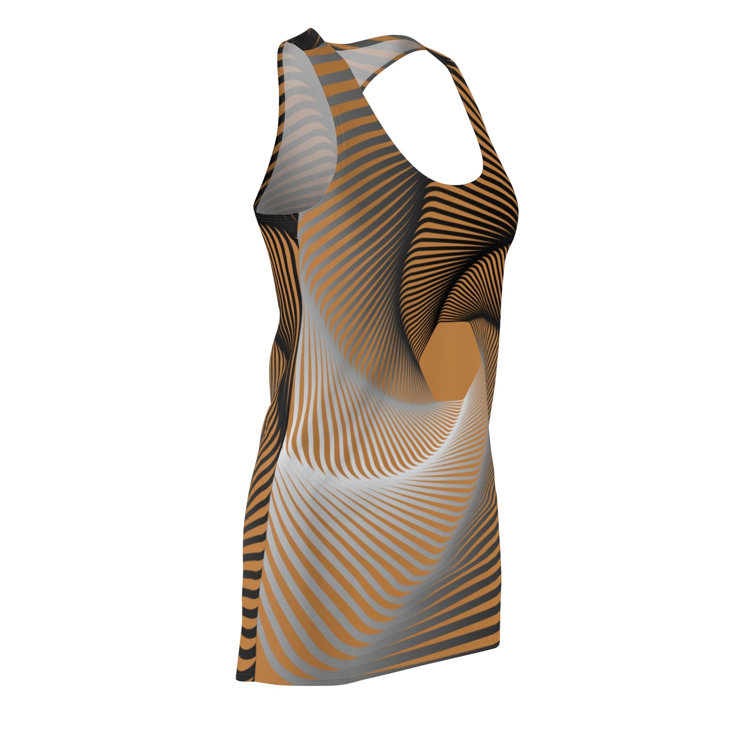 Schwarz Braun Spirale Racerback Kleid – Stilvolles Sommerkleid
