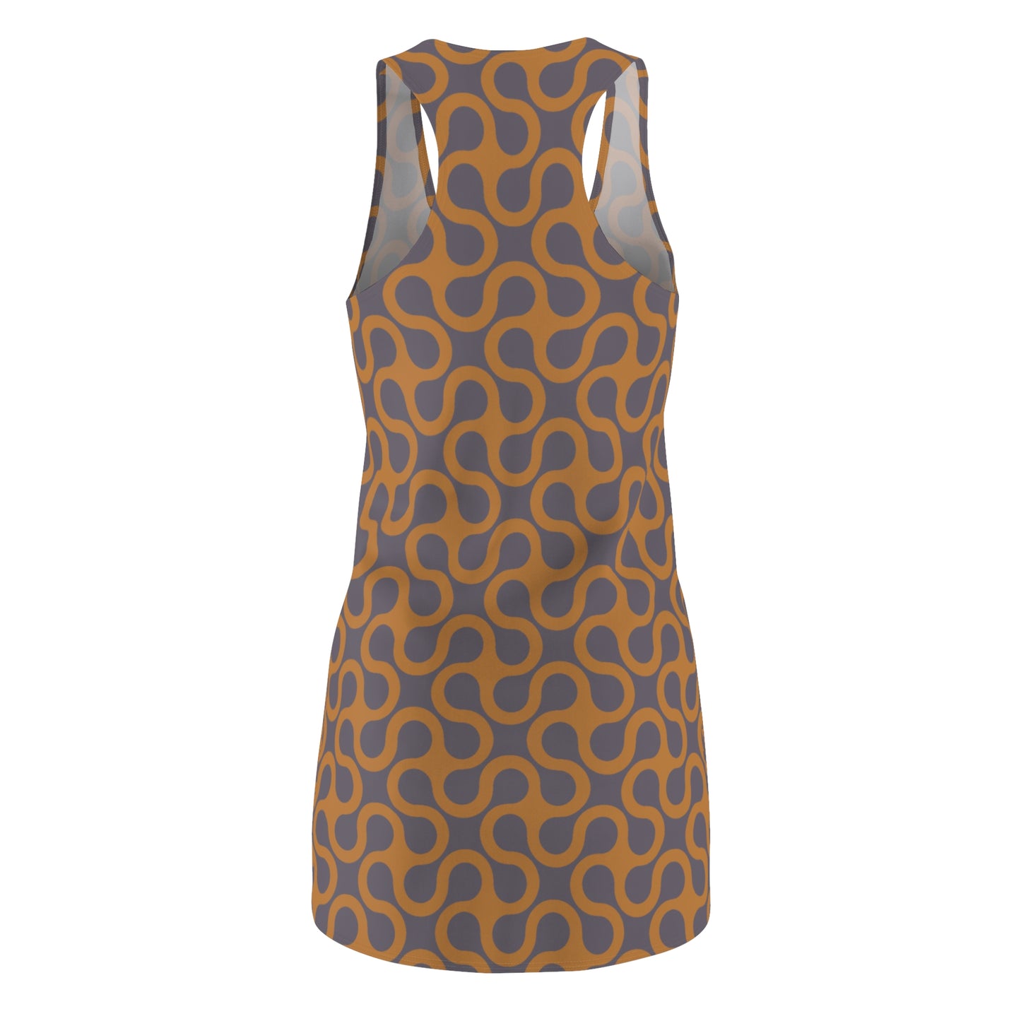 Braunes Damen Kleid Abstrakt Grau Racerback Sommer Casual