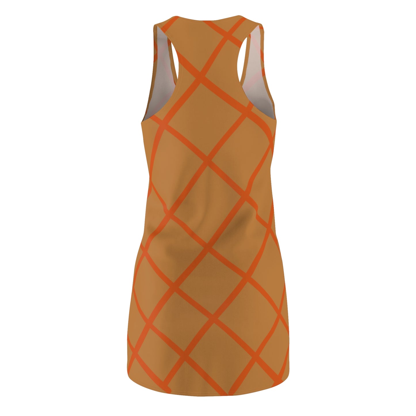 Braun Orange Karo Racerback Kleid – Elegantes Sommerkleid
