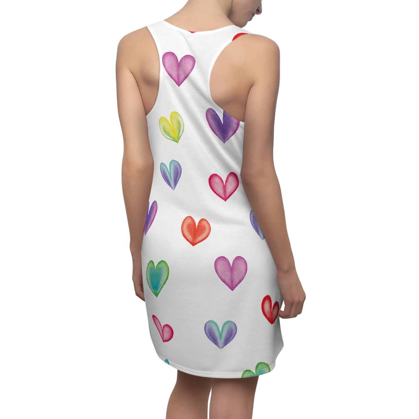Racerback Kleid mit buntem Herzmuster – Sommerkleid Colorful Heart