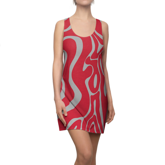 Rot Swirl Racerback Kleid – Abstraktes Sommerkleid
