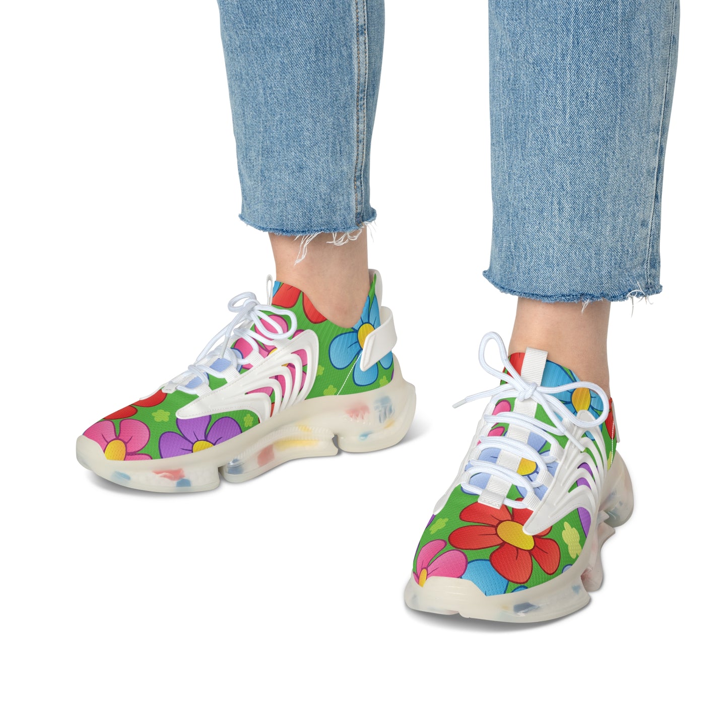 Bunte Damen Sneaker mit Blumenmuster – Stylische Sportschuhe