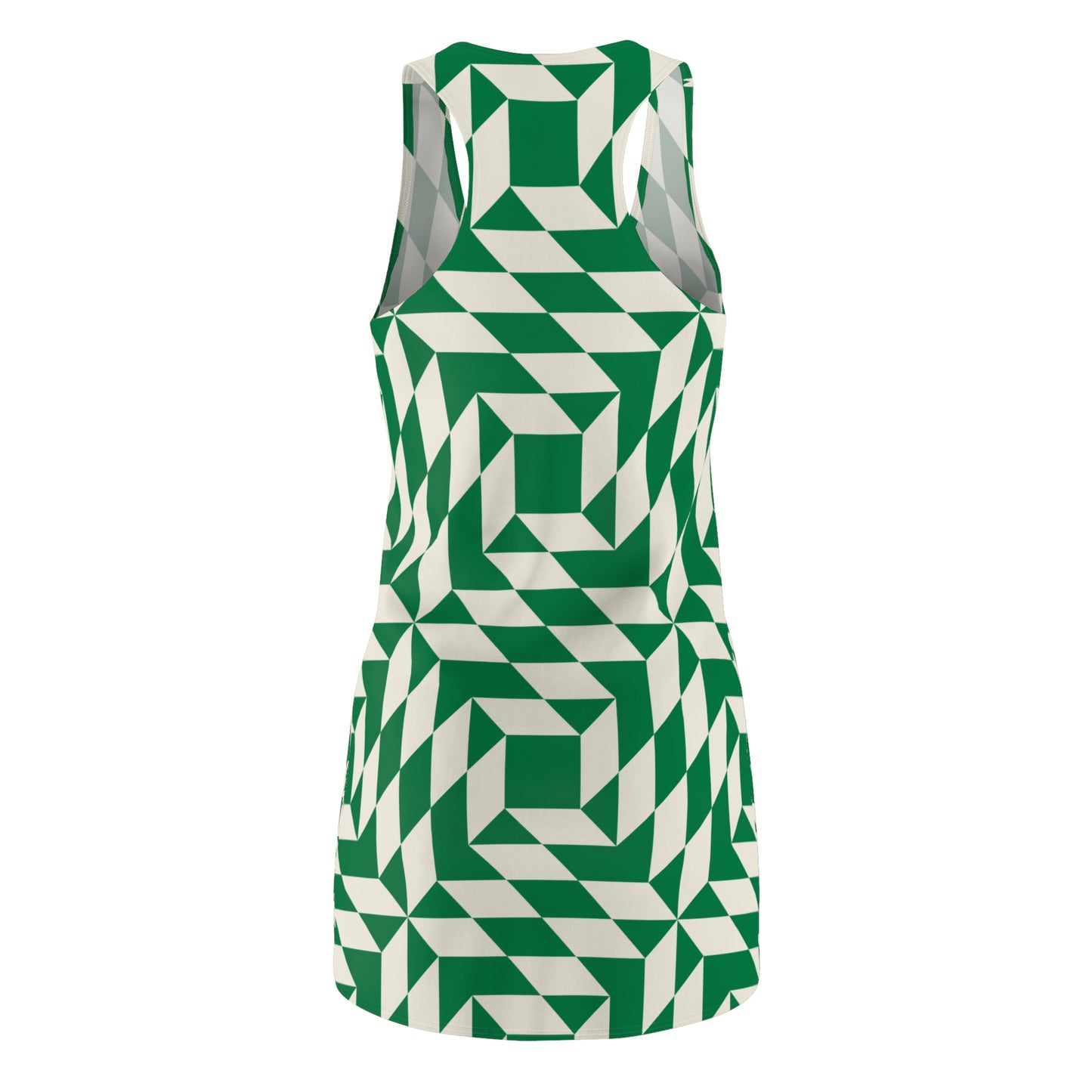Racerback Kleid Damen – grünes Sommerkleid mit geometrischem Muster